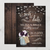 Lavendel Bloemige Rustieke Houten Pot Save the Dat Kaart (Voorkant / Achterkant)