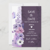 Lavendel Bloemige "Save the Date" Kaart (Voorkant)