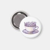Lavendel Bloemige Theekop  Magneet (Voorkant / Achterkant)