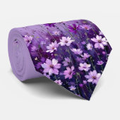 Lavendel Bloemige Tip  Stropdas (Opgerold)