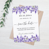Lavendel bloemige trouwkaart save the date
