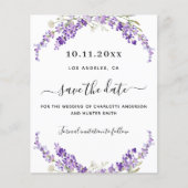 Lavendel bloemige trouwkaart 'save the date' (Voorkant)