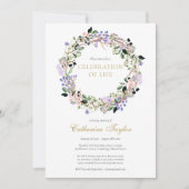 Lavendel Bloemige Viering van het Leven Funeral Kaart (Voorkant)