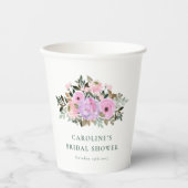 Lavendel Bloemige Watercolor Bruiloft Feest Custom Papieren Bekers (Voorkant)