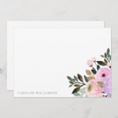 Lavendel Bloemige Waterverf Bruiloftsbruiloft Aang Bedankkaart (Voorkant / Achterkant)