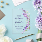 Lavendel bloemige waterverf huwelijksuitnodiging acryl uitnodigingen (Insitu (Huwelijk))