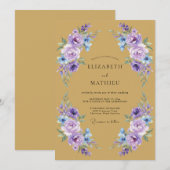 Lavendel Bloemige Whimsy Bruiloft Kaart (Voorkant / Achterkant)