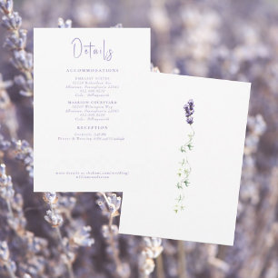 Lavendel Bloemige Witte Trouwdetails II Bijlage Kaart