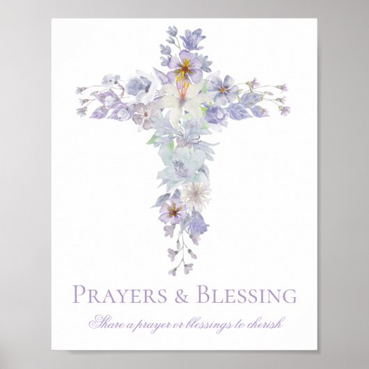 Lavendel Bloemkruis Doop Welkom Poster (Voorkant)