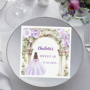 Lavendel bloemrijke boog jurk Sweet 16 lunch Servet