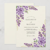 Lavendel Bloemrijke Bruiloft Kaart (Voorkant / Achterkant)