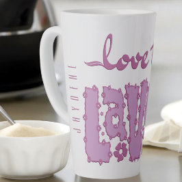Lavendel Bloemrijke Chunky Tekst Slogan Met Naam Latte Mok
