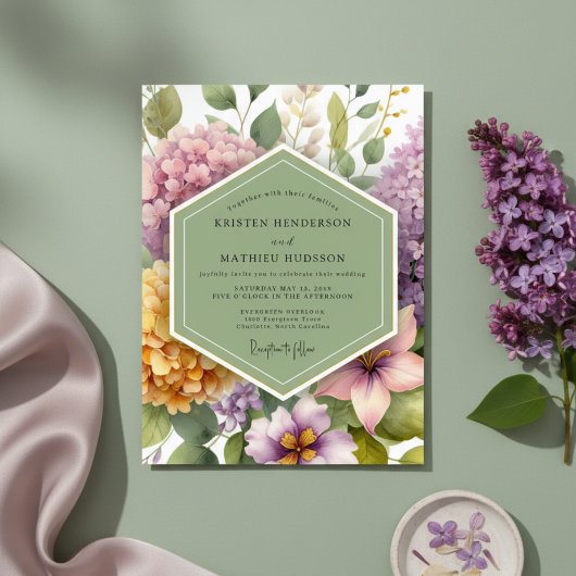 Lavendel Bloemrijke Weide Bruiloft Kaart