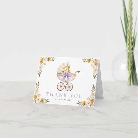 Lavendel Bloemstuk Koets Bedankkaart (Voorkant)