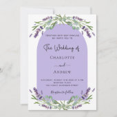 Lavendel bloemstukken boog foto violette bruiloft kaart (Voorkant)