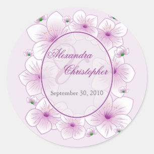 Lavendel bloesem bloemen romantische bruiloft guns ronde sticker