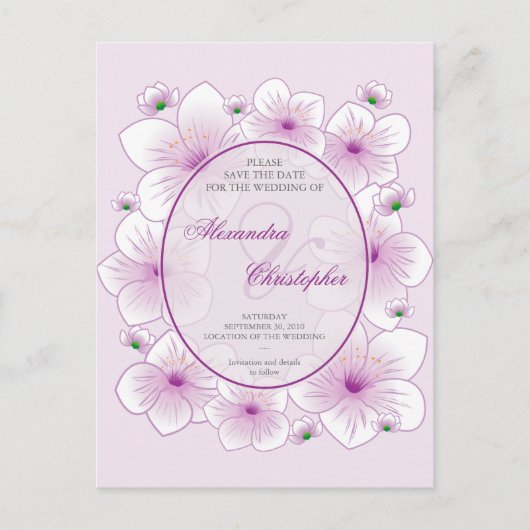 Lavendel Bloesem Romantisch Save The Date Wedding Aankondigingskaart (Voorkant)