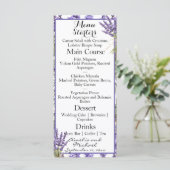 Lavendel bloesem tuin bruiloft menu (Staand voorkant)