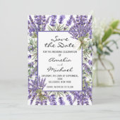 Lavendel bloesem tuin bruiloft save the date (Staand voorkant)