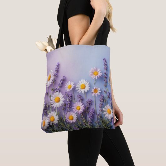 Lavendel Bloom & Daisy Delight Bag Tote Bag (Dichtbij)