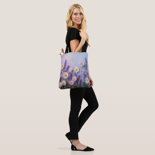 Lavendel Bloom & Daisy Delight Bag Tote Bag (Op model)