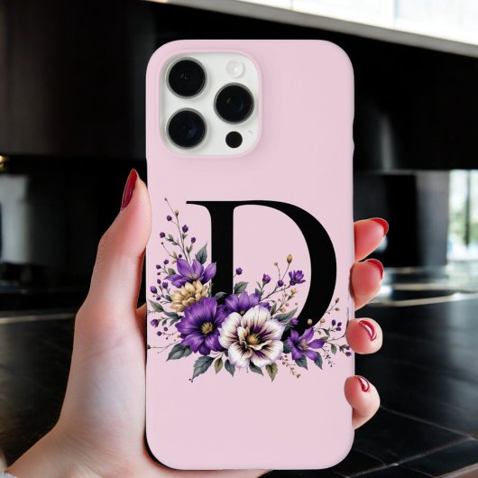 Lavendel Bloom: Monogrammed Initiaal 'D' Case-Mate iPhone Case