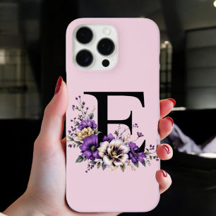 Lavendel Bloom: Monogrammed Initiaal 'E' iPhone 16 Pro Max Hoesje