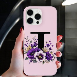 Lavendel Bloom: Monogrammed Initiaal 'I' iPhone 16 Pro Max Hoesje