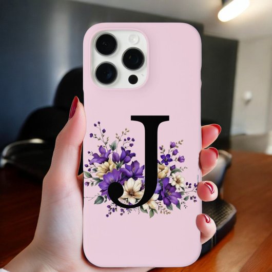 Lavendel Bloom: Monogrammed Initiaal 'J' Case-Mate iPhone Case