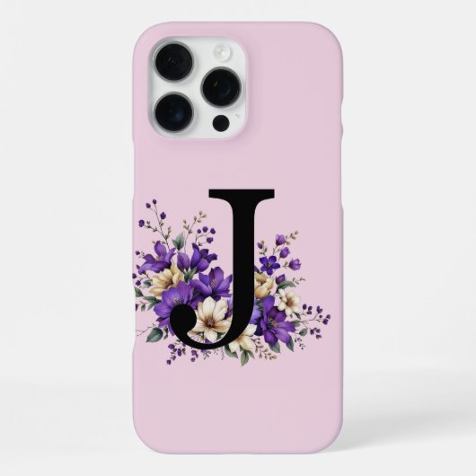 Lavendel Bloom: Monogrammed Initiaal 'J' iPhone Hoesje (Achterkant)