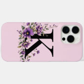 Lavendel Bloom: Monogrammed Initiaal 'K' Case-Mate iPhone Case (Achterkant (horizontaal))