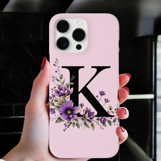 Lavendel Bloom: Monogrammed Initiaal 'K' Case-Mate iPhone Case