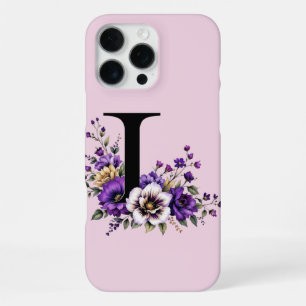 Lavendel Bloom: Monogrammed Initiaal 'L' iPhone 16 Pro Max Hoesje