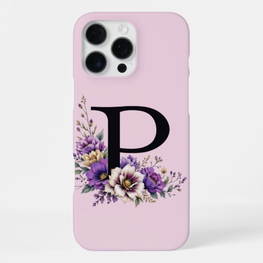 Lavendel Bloom: Monogrammed Initiaal 'P' iPhone Hoesje (Achterkant)