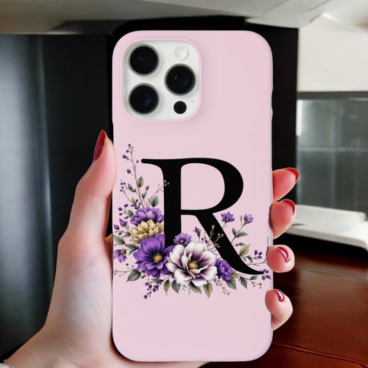 Lavendel Bloom: Monogrammed Initiaal 'R' Case-Mate iPhone Case