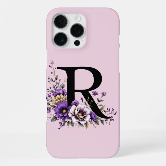 Lavendel Bloom: Monogrammed Initiaal 'R' iPhone Hoesje (Achterkant)