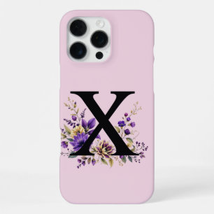 Lavendel Bloom: Monogrammed Initiaal 'X' iPhone 16 Pro Max Hoesje
