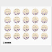 Lavendel Bloom Waterverf Wildflower Wedding Dank Ronde Sticker (Vel)