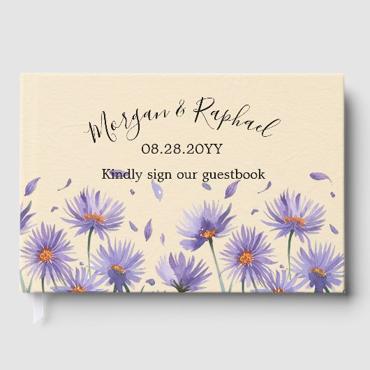 Lavendel Bloom Waterverf Wildflower Wedding Gastenboek (Voorkant)