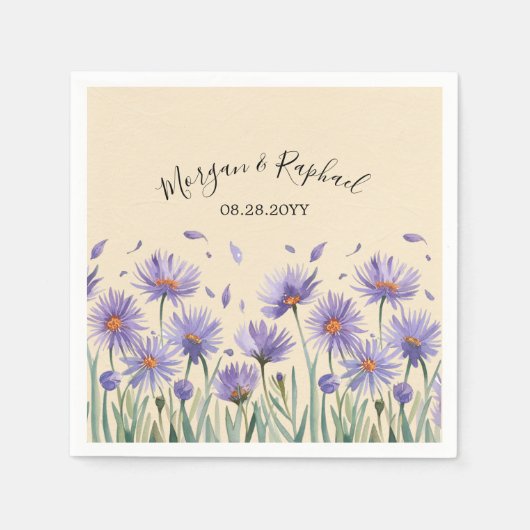 Lavendel Bloom Waterverf Wildflower Wedding Servet (Voorkant)