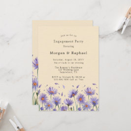 Lavendel Bloom Wildflowers Engagement Party Kaart