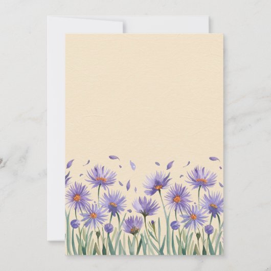 Lavendel Bloom Wildflowers repetitie diner Kaart (Achterkant)