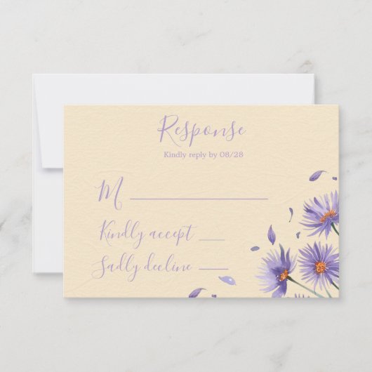Lavendel Bloom Wildflowers Wedding RSVP Kaartje (Voorkant)