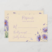 Lavendel Bloom Wildflowers Wedding RSVP Kaartje (Voorkant / Achterkant)