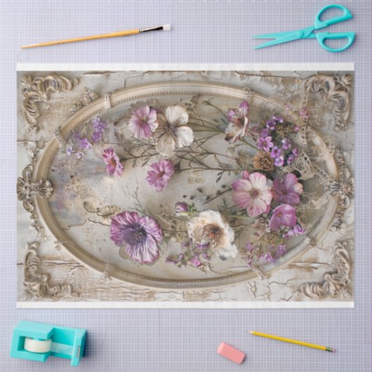 Lavendel Blooms,  kant Bloemen & Mix Media Tissuepapier (Craft)