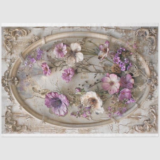 Lavendel Blooms, kant Bloemen & Mix Media Tissuepapier (Voorkant)