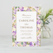 Lavendel blos bloemenbruiloft kaart (Staand voorkant)