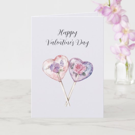 Lavendel Blozend Roze Bloemig Hart Valentijnsdag Kaart (Orchidee)