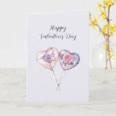 Lavendel Blozend Roze Bloemig Hart Valentijnsdag Kaart (Gele Bloem)