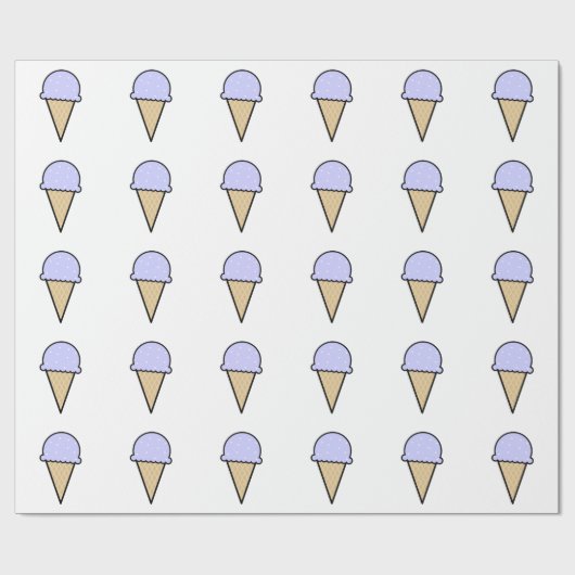 Lavendel Blue Ice Cream Cone Cadeaupapier (Vlak)
